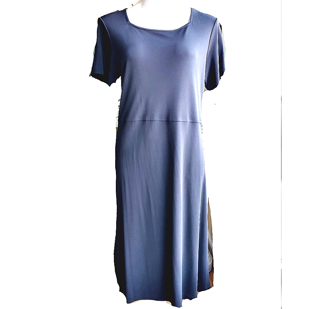 J.Jill Travel Black Non Wrinkle Shift Dress Short Sleeves Size Medium Ta…